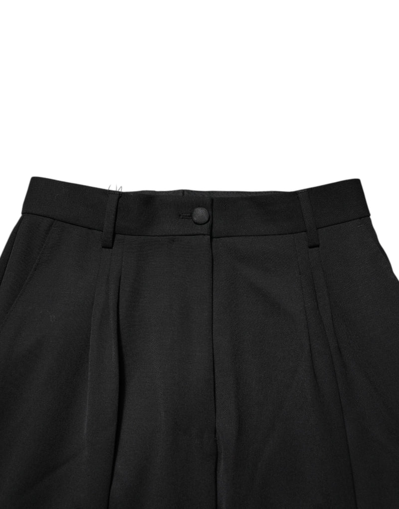 Pantaloni a gamba dritta Dolce & Gabbana in lana nera con dettagli con zip
