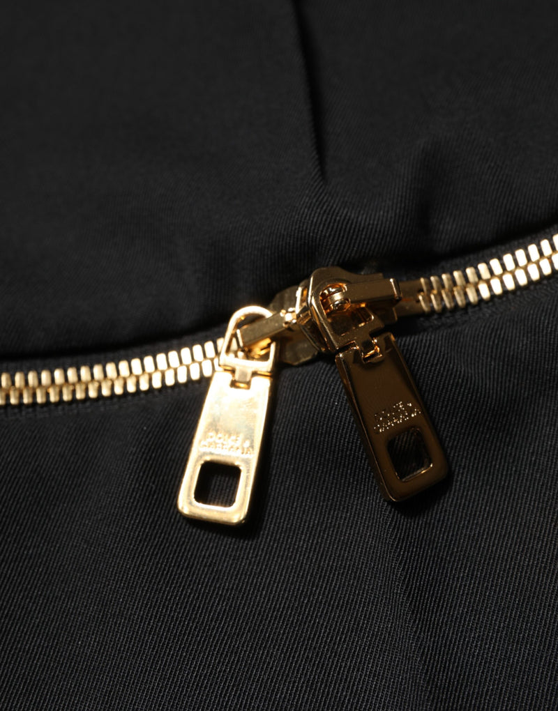 Pantaloni a gamba dritta Dolce & Gabbana in lana nera con dettagli con zip