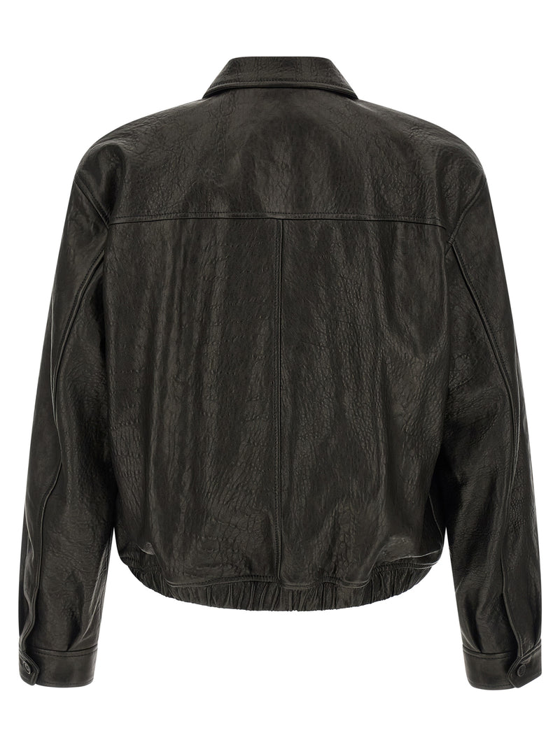 Saint Laurent Hammered Leather Bomber Jacket | Urbalenti™ NYC