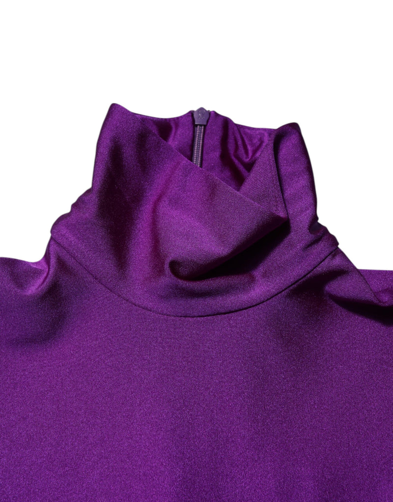 Vestido macacão tubinho roxo Dolce & Gabbana, de gola alta, em náilon