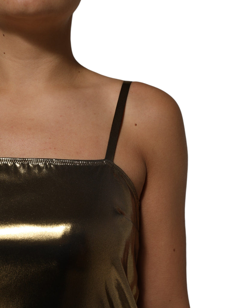Minivestido evasé sin mangas en dorado metálico de Dolce & Gabbana
