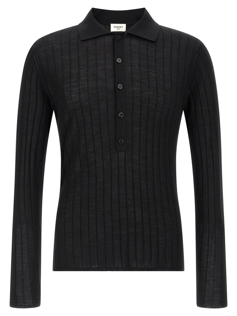 Saint Laurent Saint Laurent Pointelle Wool Polo Shirt