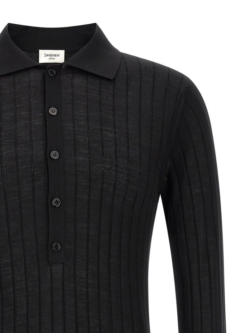 Saint Laurent Saint Laurent Pointelle Wool Polo Shirt