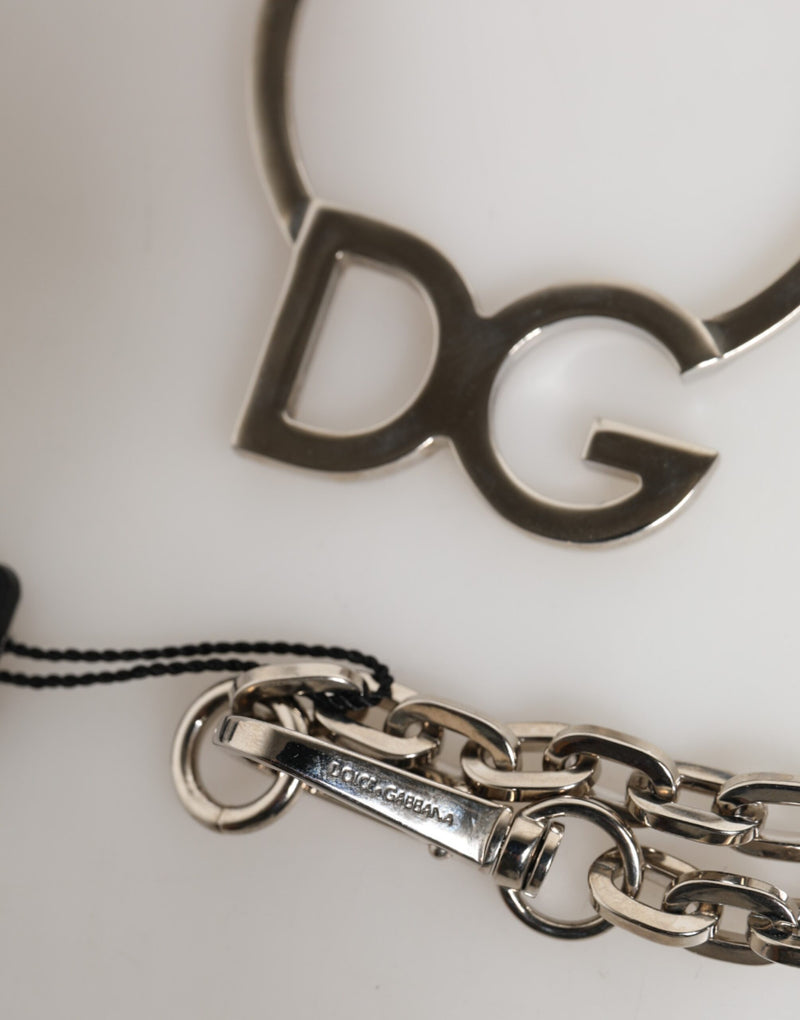 Collar de cadena para hombre de latón plateado con colgante del logotipo DG de Dolce & Gabbana