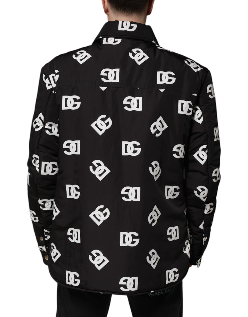 Coupe-vent noir en nylon à monogramme DG Dolce & Gabbana