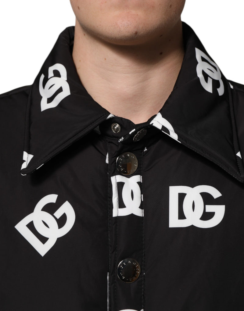 Coupe-vent noir en nylon à monogramme DG Dolce & Gabbana