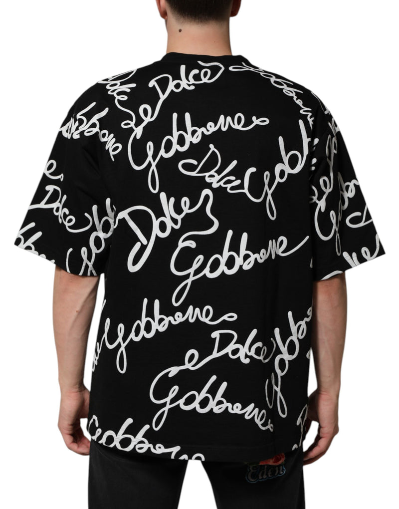 Camiseta Dolce & Gabbana preta de algodão com estampa do logo e gola redonda