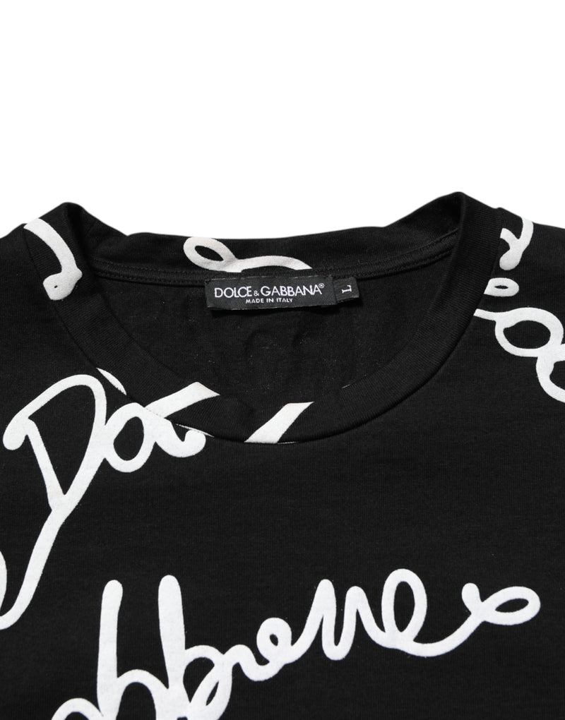 Camiseta Dolce & Gabbana preta de algodão com estampa do logo e gola redonda