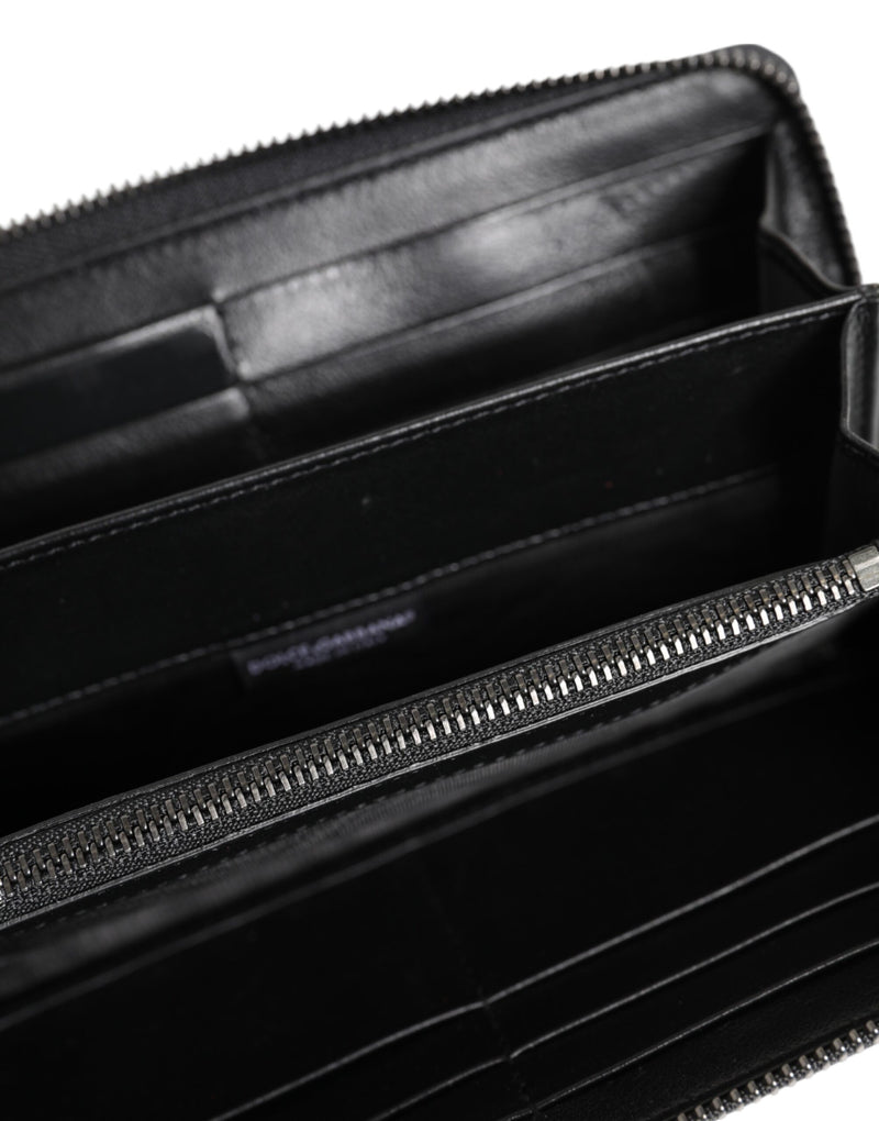Cartera de mano continental para hombre de piel exótica negra y azul de Dolce & Gabbana