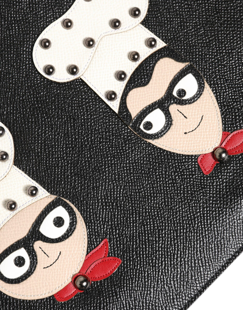 Bolso de mano tipo sobre para hombre de piel negra con adornos #DGFAMILY de Dolce & Gabbana
