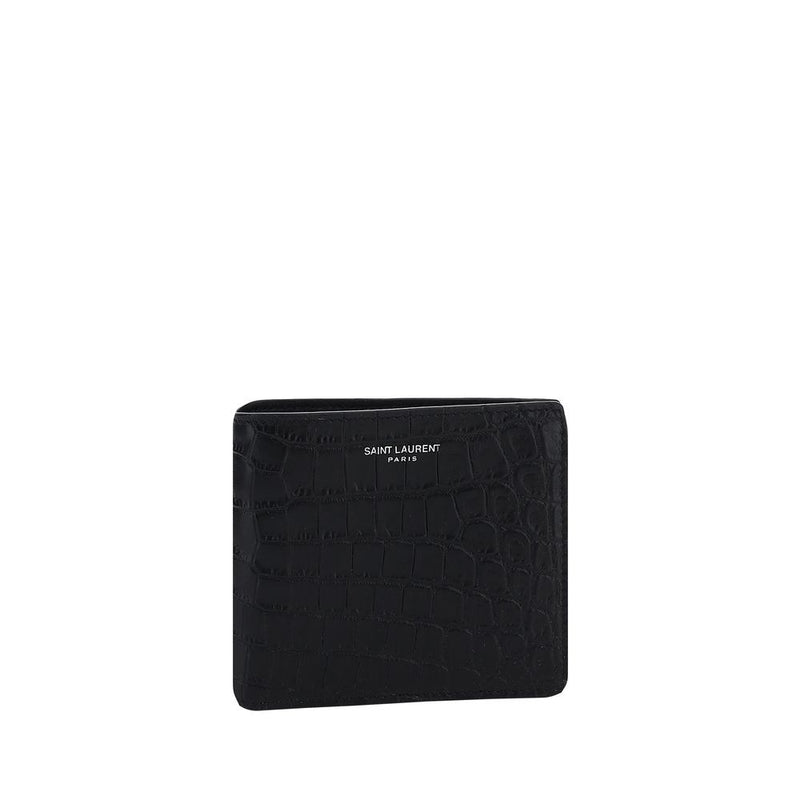 Portefeuille en cuir de veau noir Bos Taurus Saint Laurent