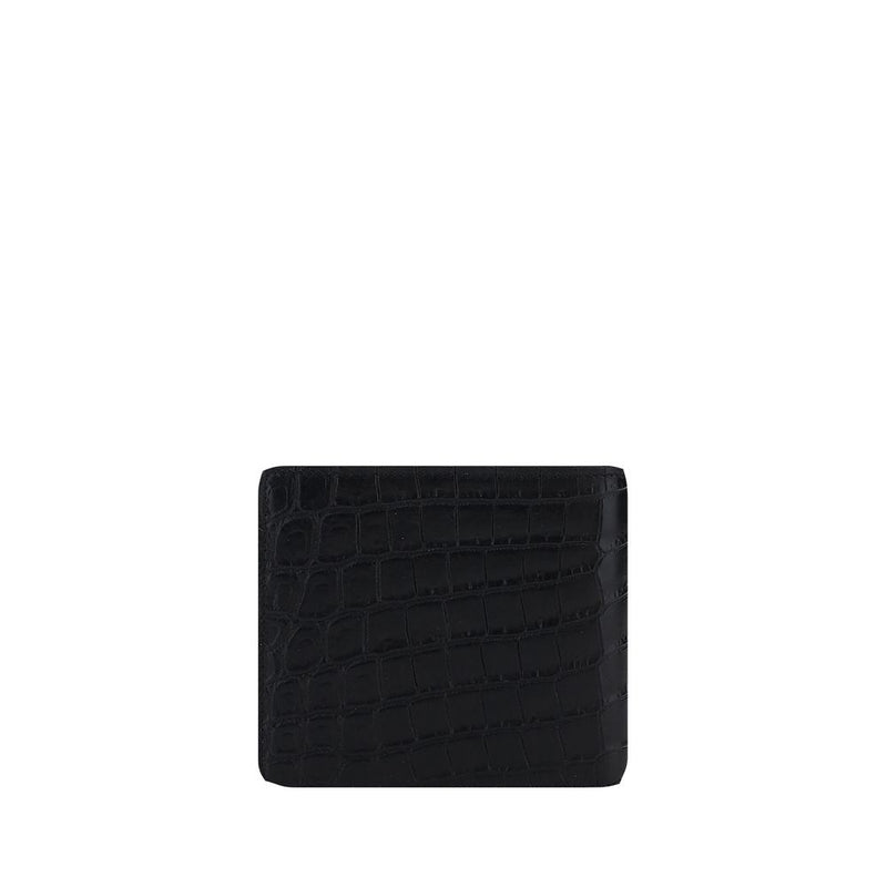 Portefeuille en cuir de veau noir Bos Taurus Saint Laurent