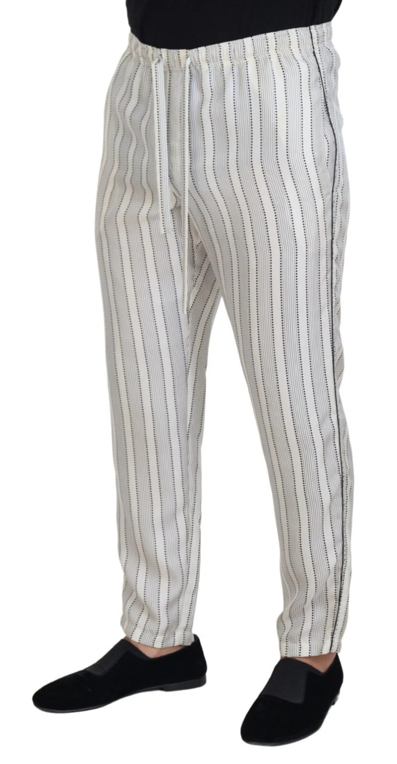 Pantalon d’intérieur en soie blanche à rayures Dolce & Gabbana