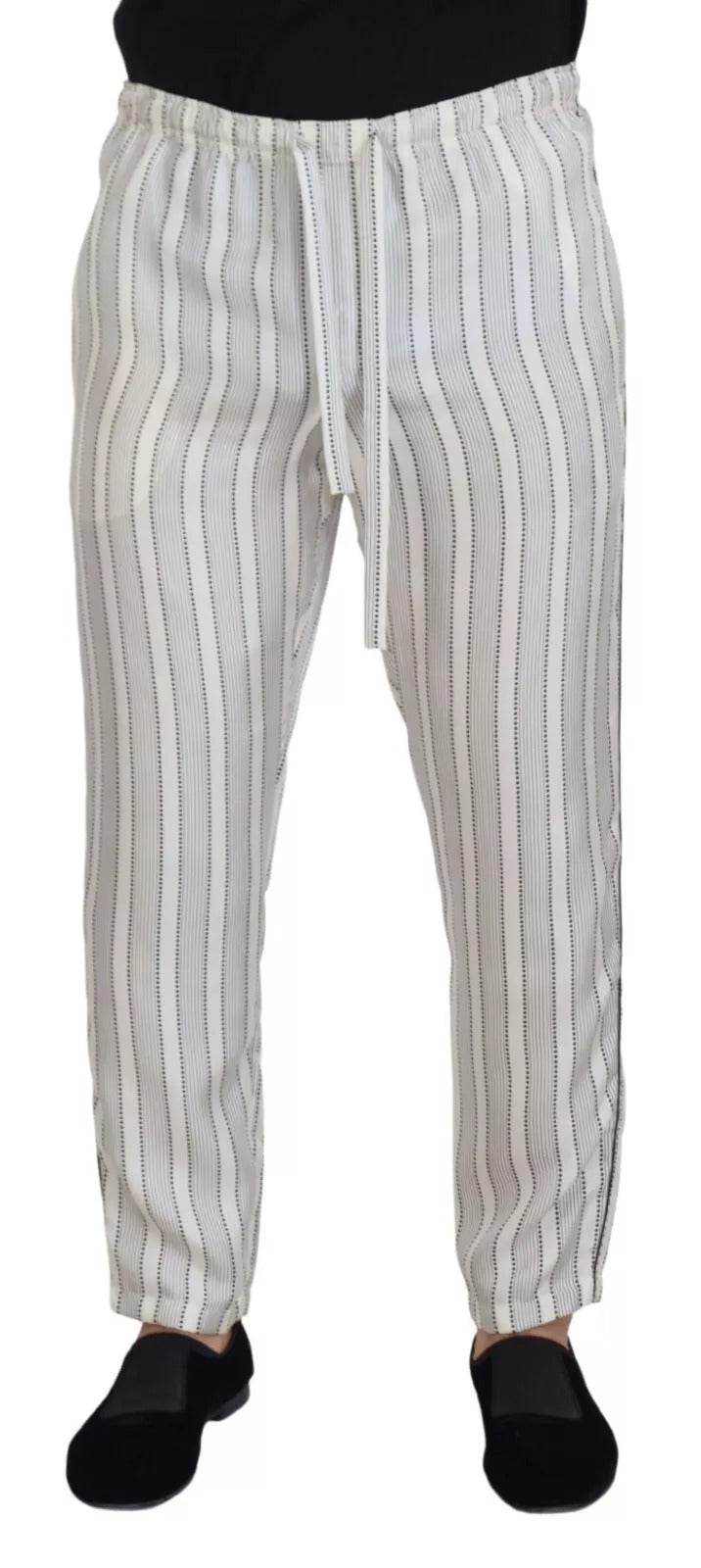 Pantalon d’intérieur en soie blanche à rayures Dolce & Gabbana