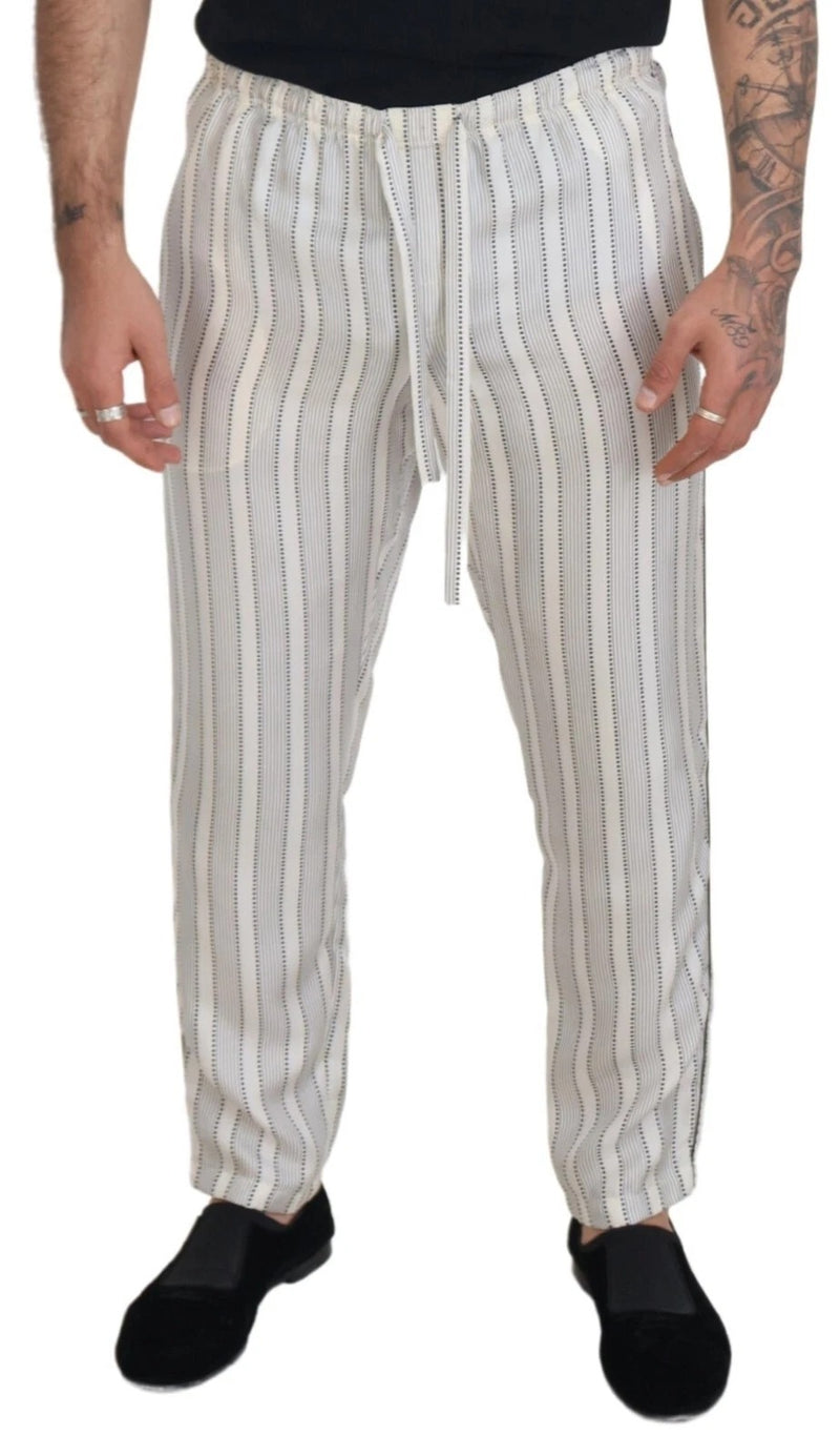 Pantalon d’intérieur en soie blanche à rayures Dolce & Gabbana