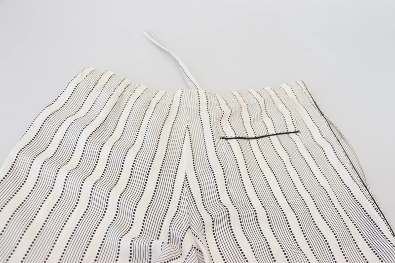 Pantalon d’intérieur en soie blanche à rayures Dolce & Gabbana
