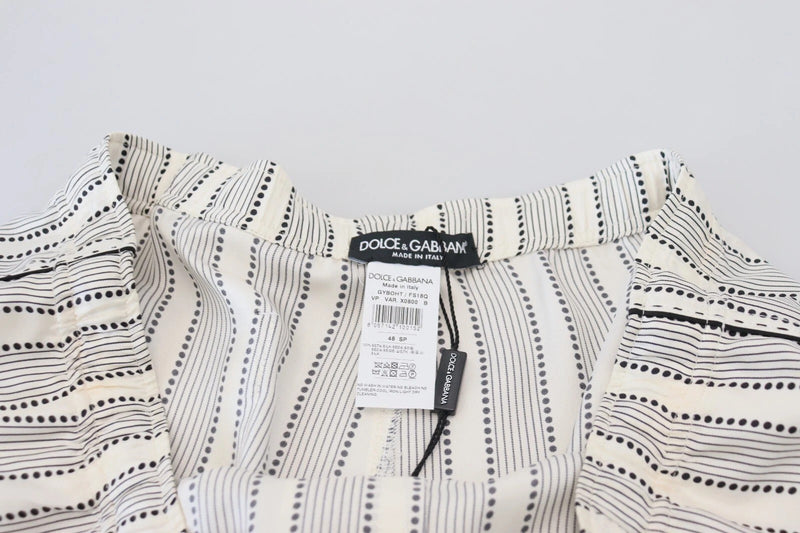 Pantalon d’intérieur en soie blanche à rayures Dolce & Gabbana