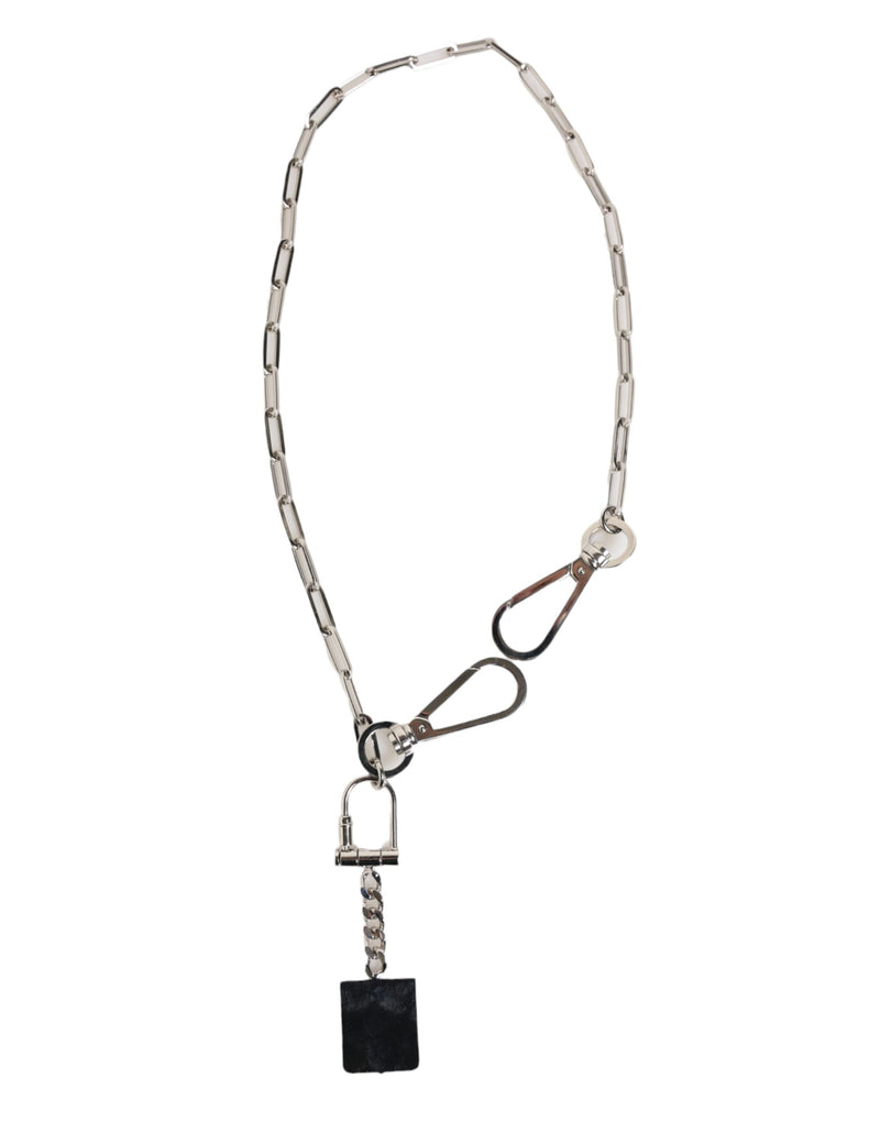 Collar para hombre con colgante del logotipo DG y cadena de metal en tono plateado Dolce & Gabbana