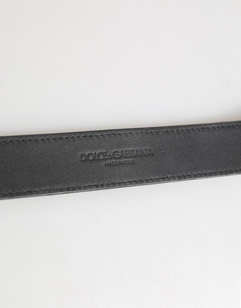 Choker Dolce & Gabbana de couro texturizado prateado com metal dourado