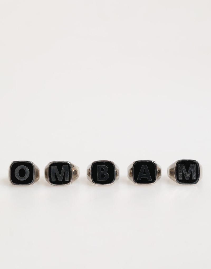 Anillo ajustable con letras de latón en tono plateado, juego de 5 piezas Dolce & Gabbana