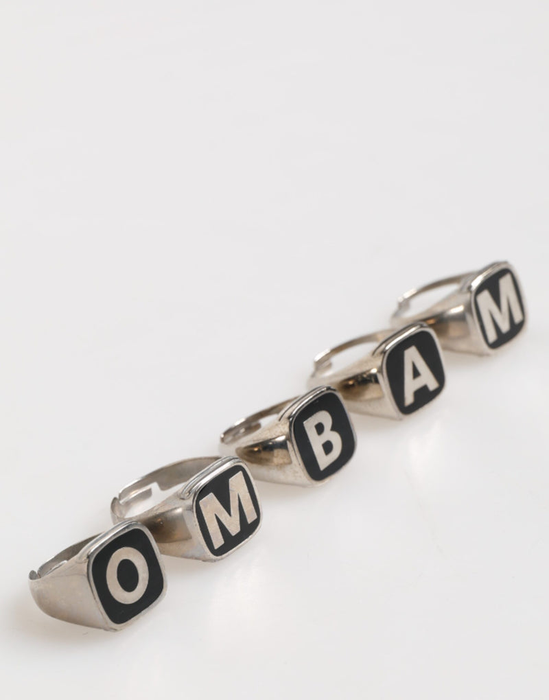 Anillo ajustable con letras de latón en tono plateado, juego de 5 piezas Dolce & Gabbana