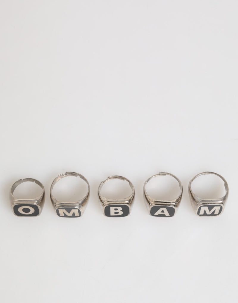 Anillo ajustable con letras de latón en tono plateado, juego de 5 piezas Dolce & Gabbana