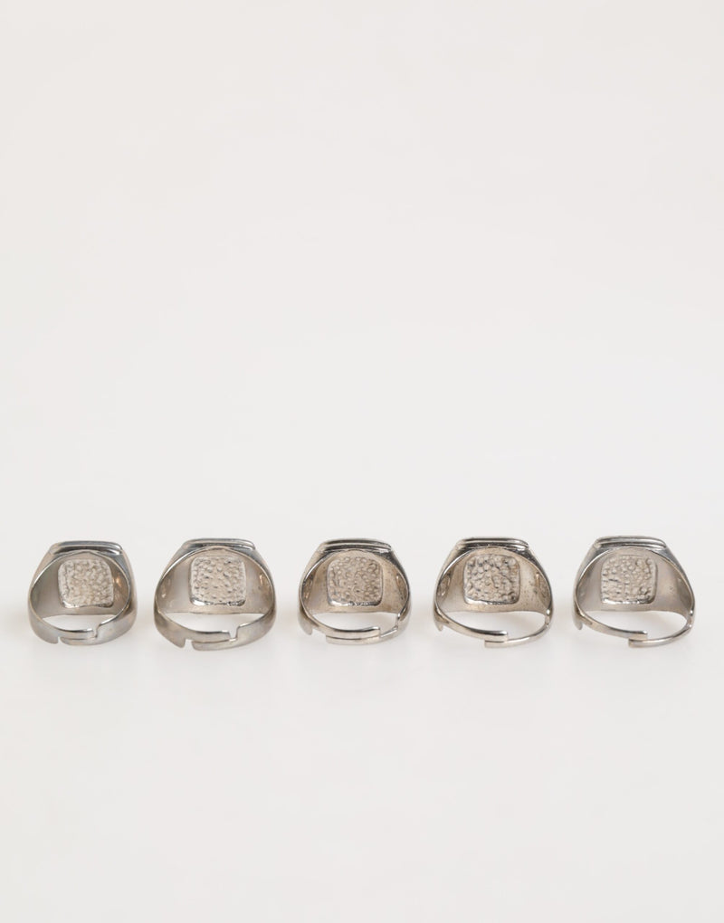 Anillo ajustable con letras de latón en tono plateado, juego de 5 piezas Dolce & Gabbana