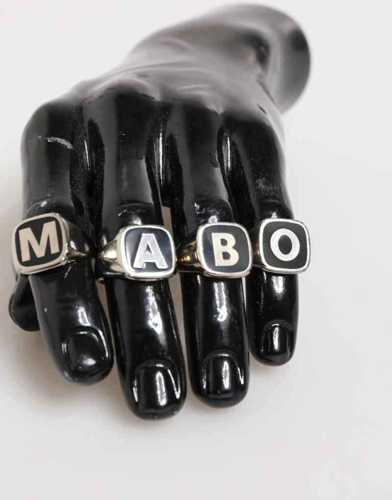 Anillo ajustable con letras de latón en tono plateado, juego de 5 piezas Dolce & Gabbana