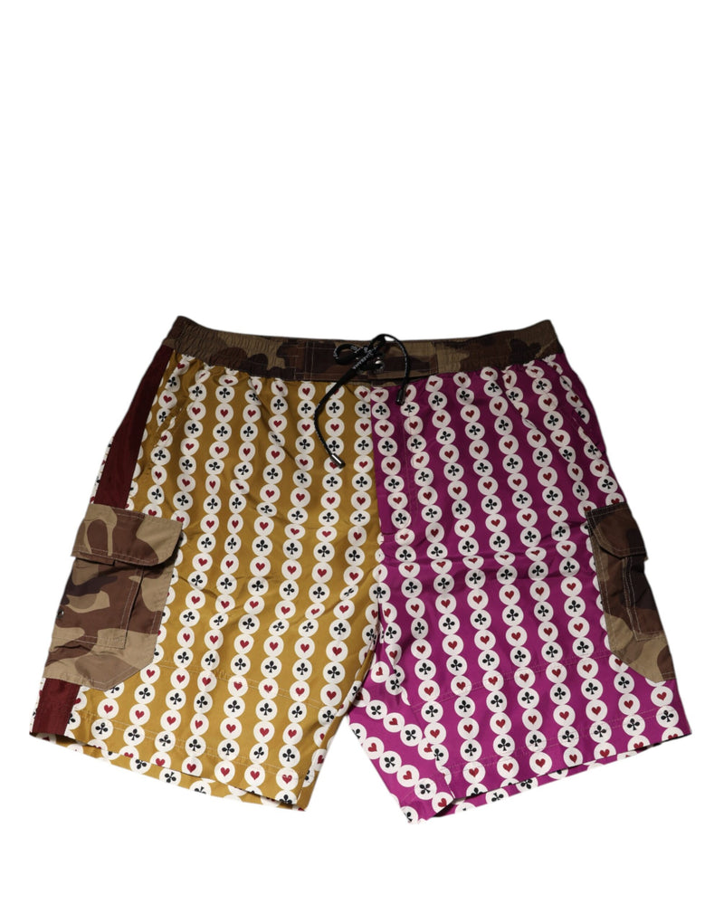 Dolce & Gabbana Multicolor Playing Card Camouflage Shorts Swimwear