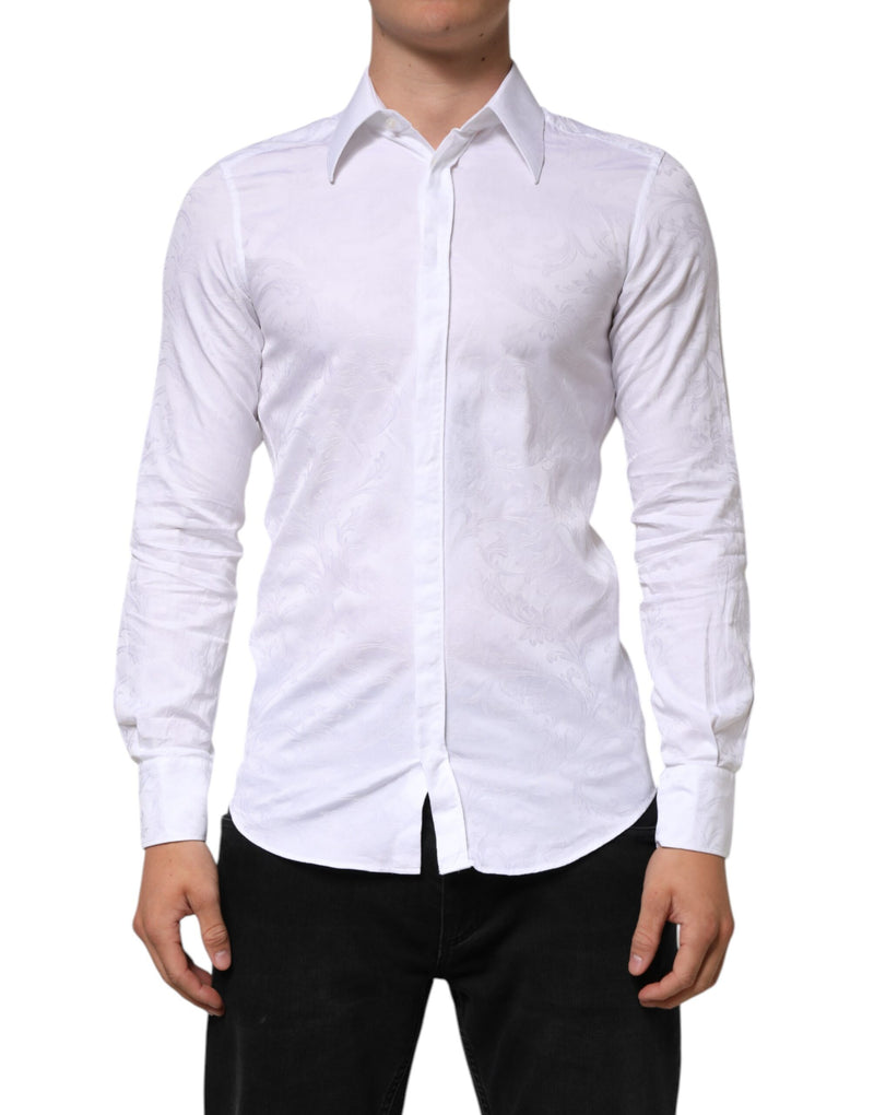 Chemise en coton blanc à motif jacquard cachemire MARTINI Dolce & Gabbana
