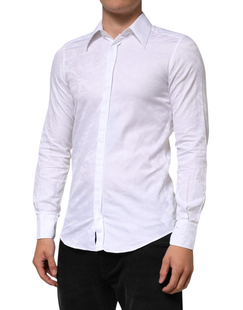 Chemise en coton blanc à motif jacquard cachemire MARTINI Dolce & Gabbana