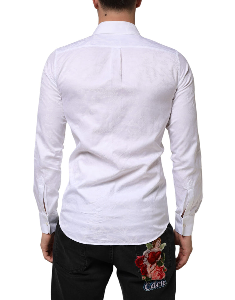 Chemise en coton blanc à motif jacquard cachemire MARTINI Dolce & Gabbana
