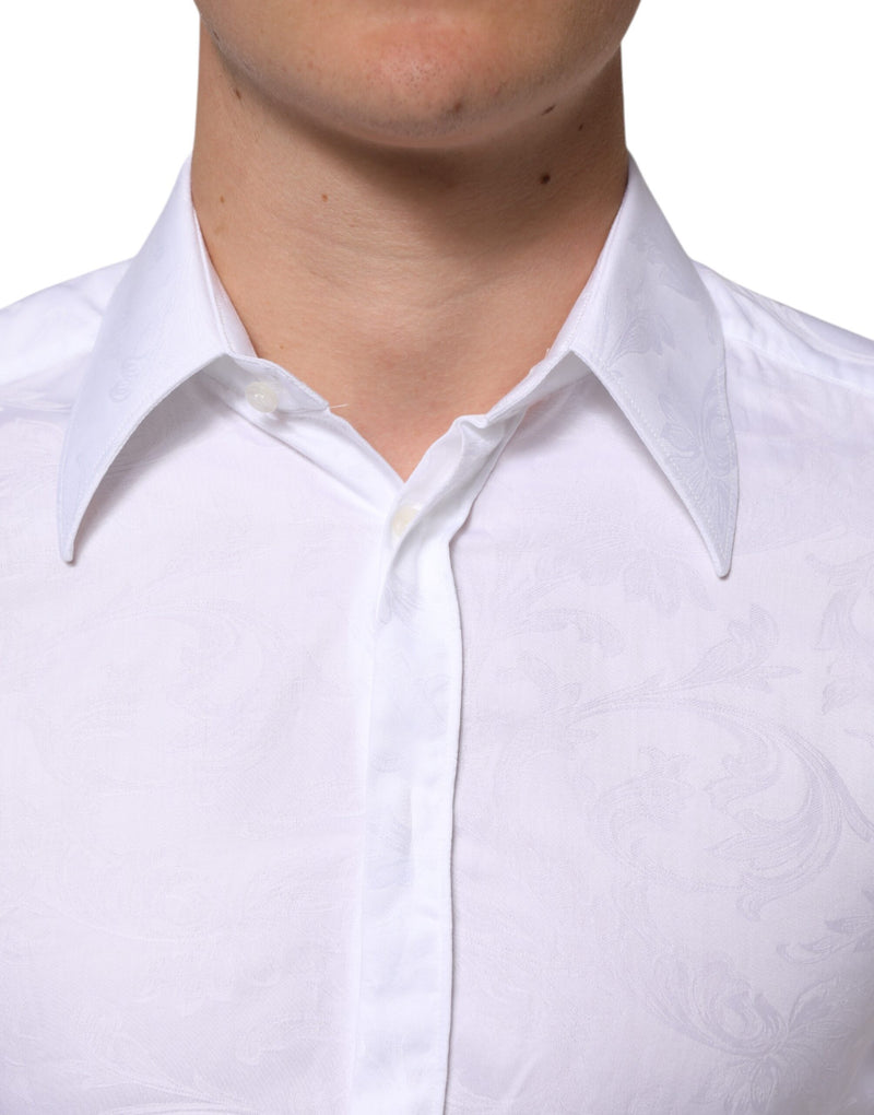 Chemise en coton blanc à motif jacquard cachemire MARTINI Dolce & Gabbana