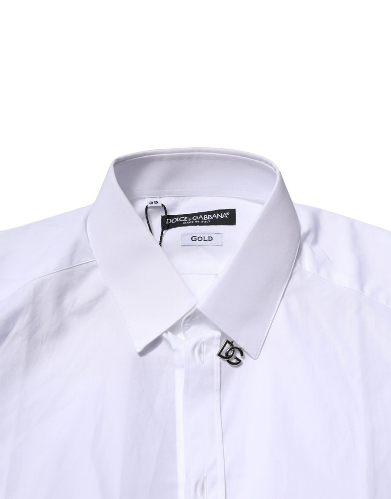 Camisa social Dolce & Gabbana branca de algodão GOLD, manga longa