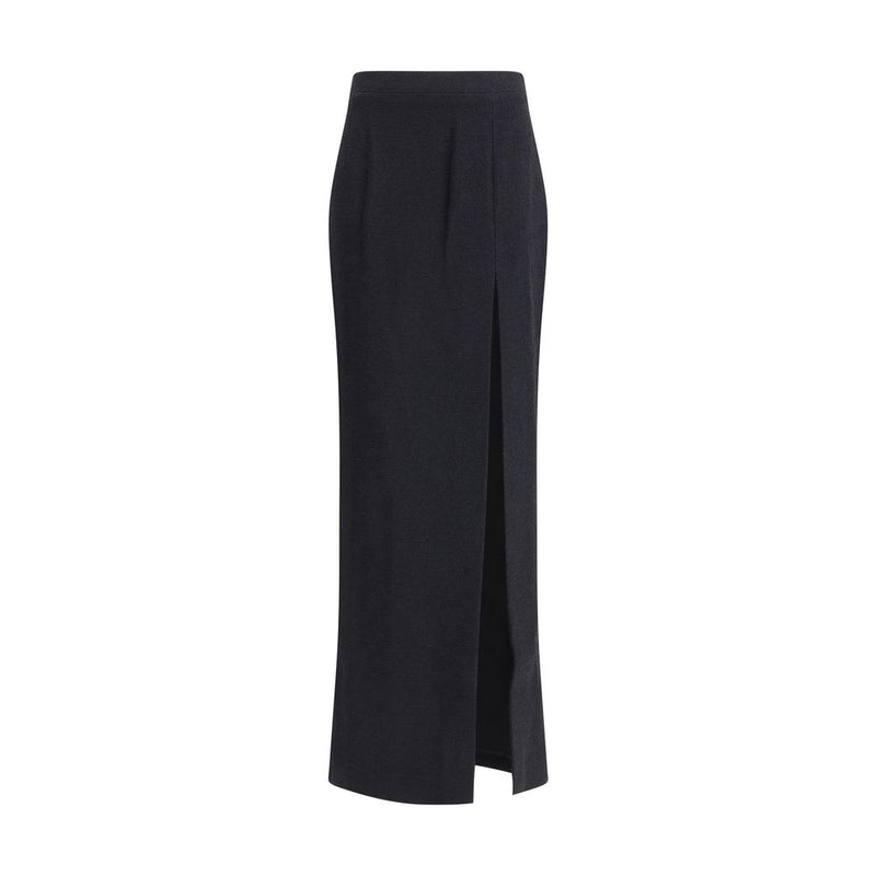 Alessandra Rich Black Wool Long Skirt