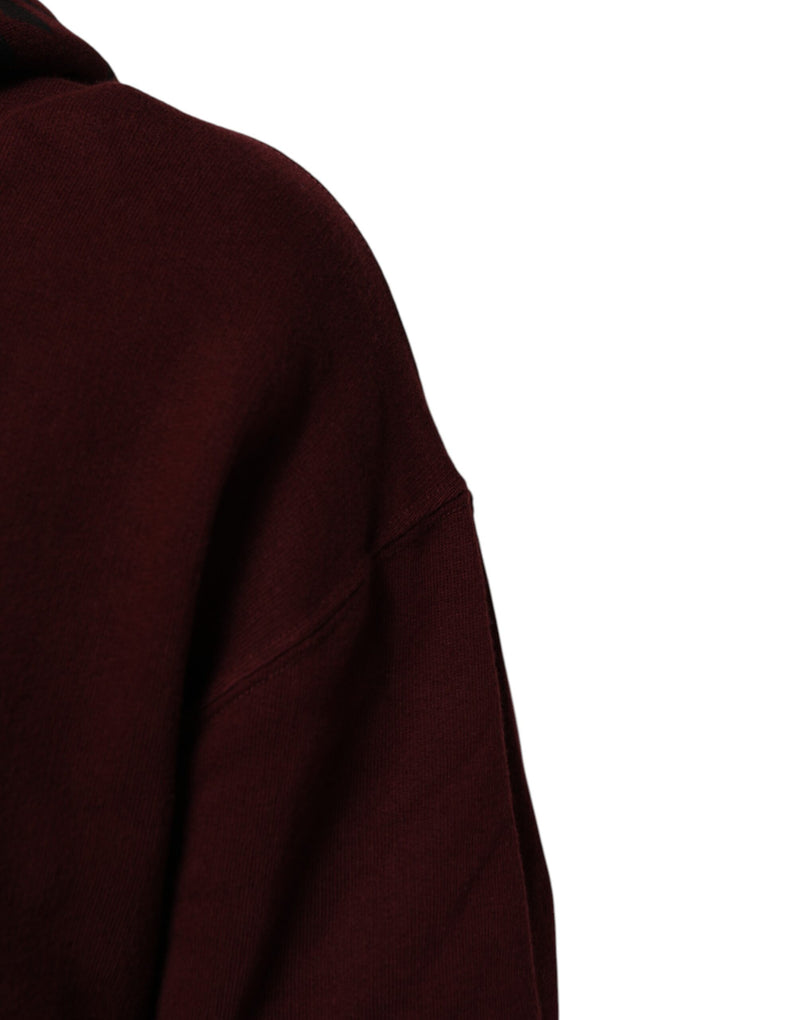 Dolce & Gabbana Felpa con cappuccio da uomo in cotone bordeaux a quadri, foderata