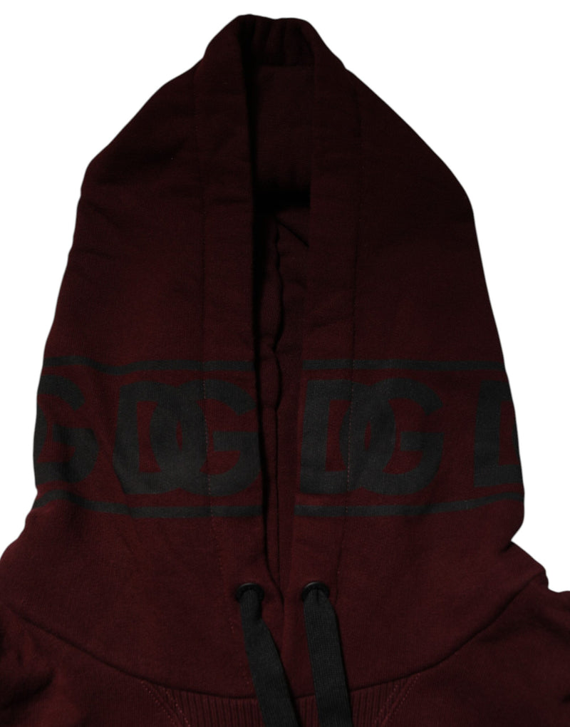 Dolce & Gabbana Felpa con cappuccio da uomo in cotone bordeaux a quadri, foderata