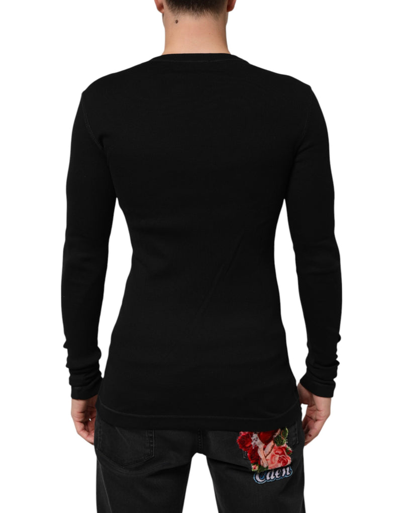 Cárdigan de punto para hombre de algodón negro con botones de Dolce & Gabbana