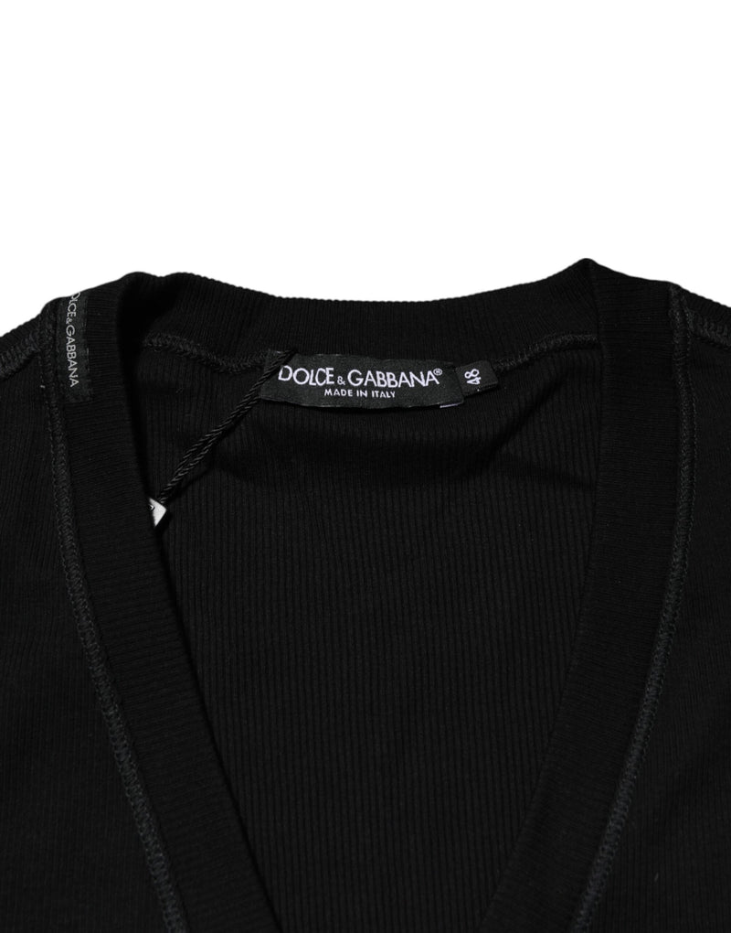 Cárdigan de punto para hombre de algodón negro con botones de Dolce & Gabbana