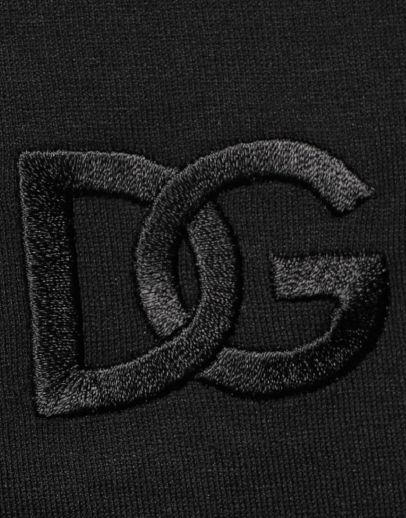 Dolce & Gabbana T-shirt nera in cotone con taschino ricamato con logo DG