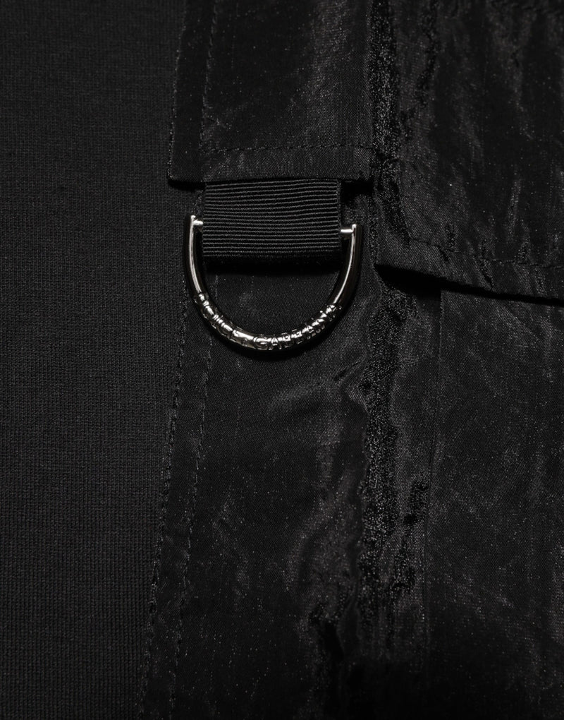 Dolce & Gabbana T-shirt nera in cotone con taschino ricamato con logo DG