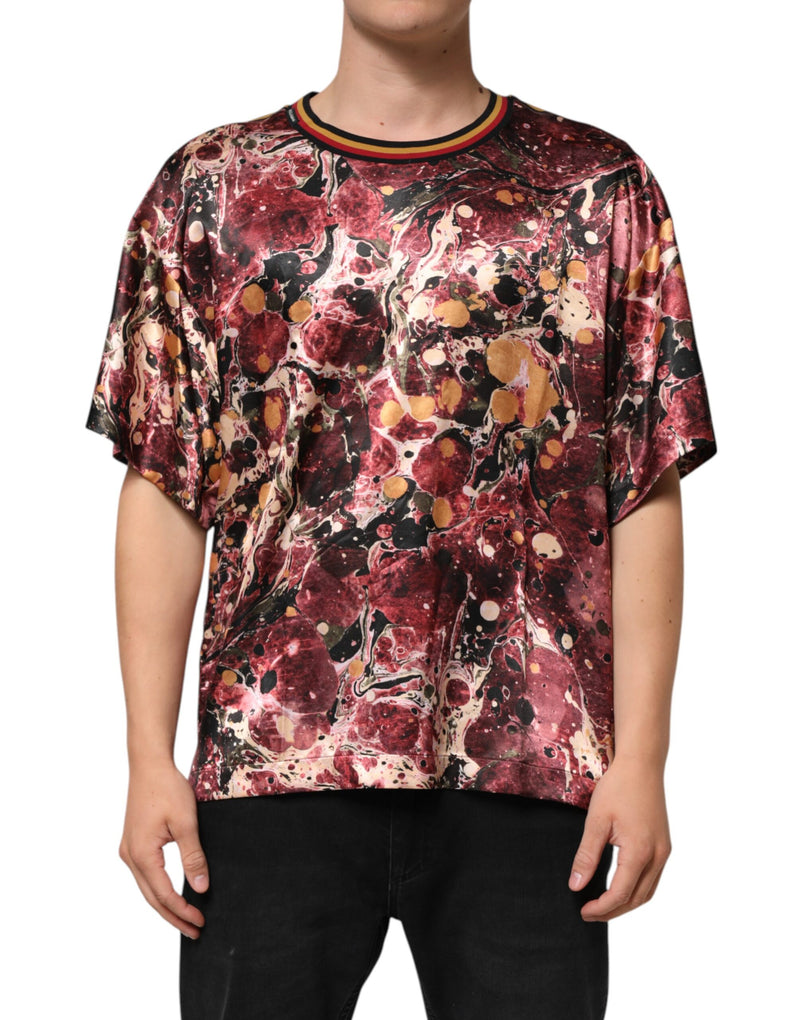 Camiseta oversize de poliéster multicolor con estampado marmolado de Dolce & Gabbana