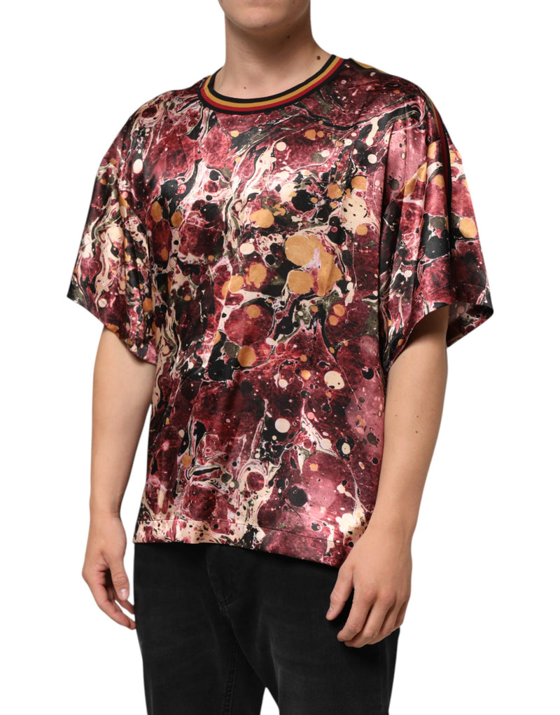 Camiseta oversize de poliéster multicolor con estampado marmolado de Dolce & Gabbana