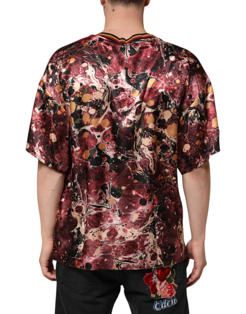Camiseta oversize de poliéster multicolor con estampado marmolado de Dolce & Gabbana
