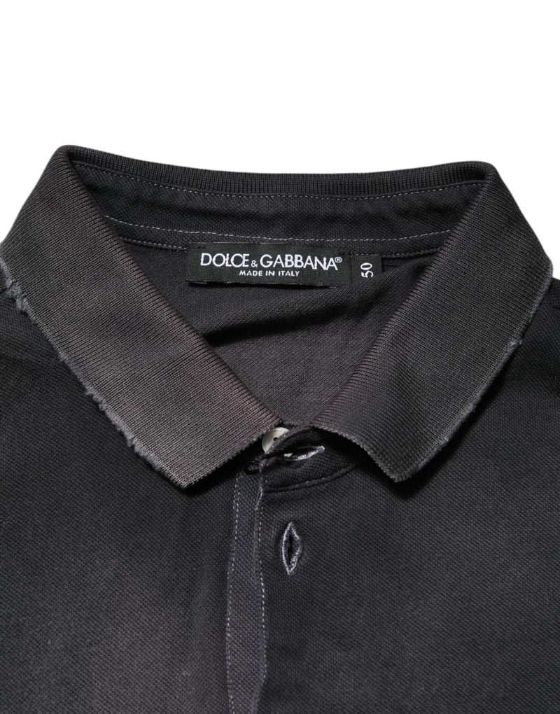 Dolce & Gabbana Gray Cotton Crown Collared Men Polo T-shirt