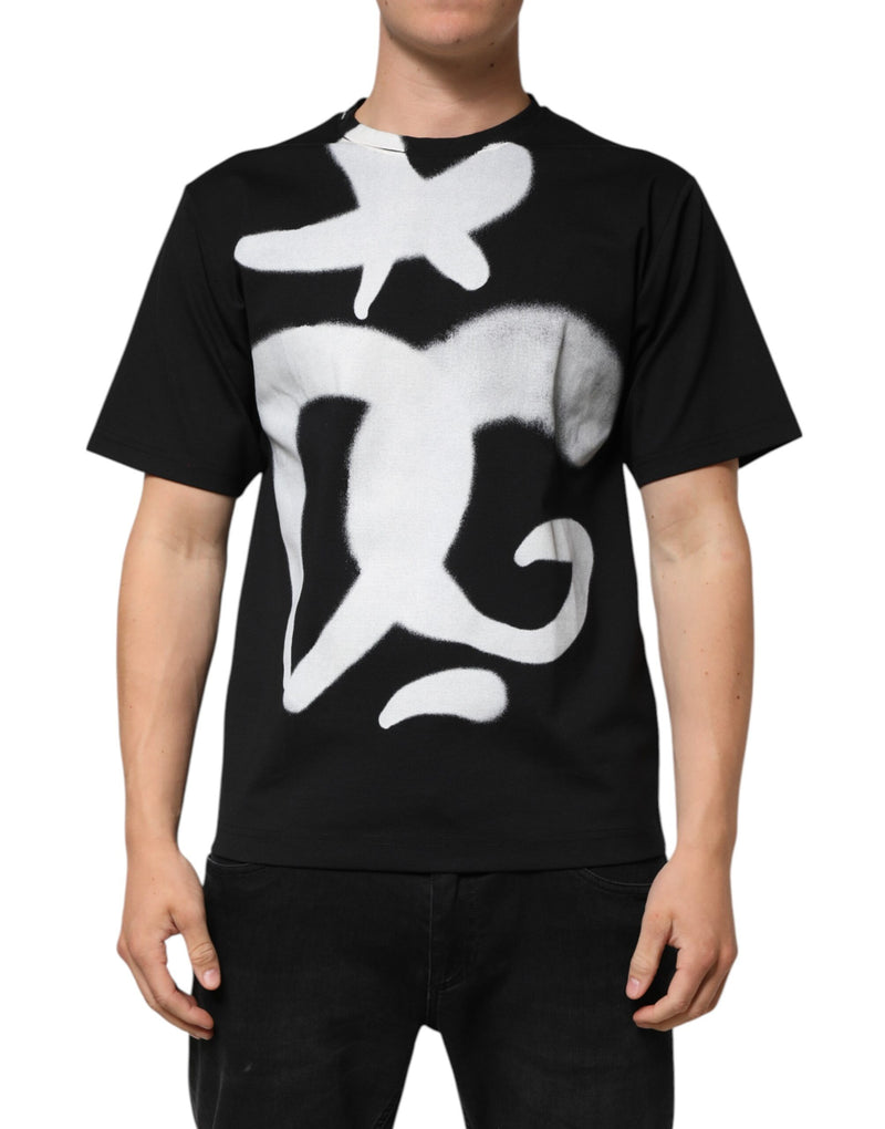T-shirt à manches courtes en coton noir avec graffiti du logo DG Dolce & Gabbana