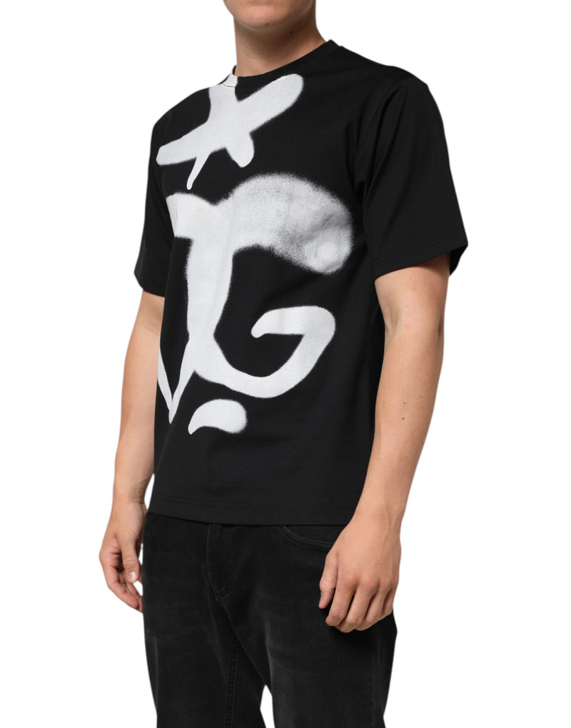 T-shirt à manches courtes en coton noir avec graffiti du logo DG Dolce & Gabbana