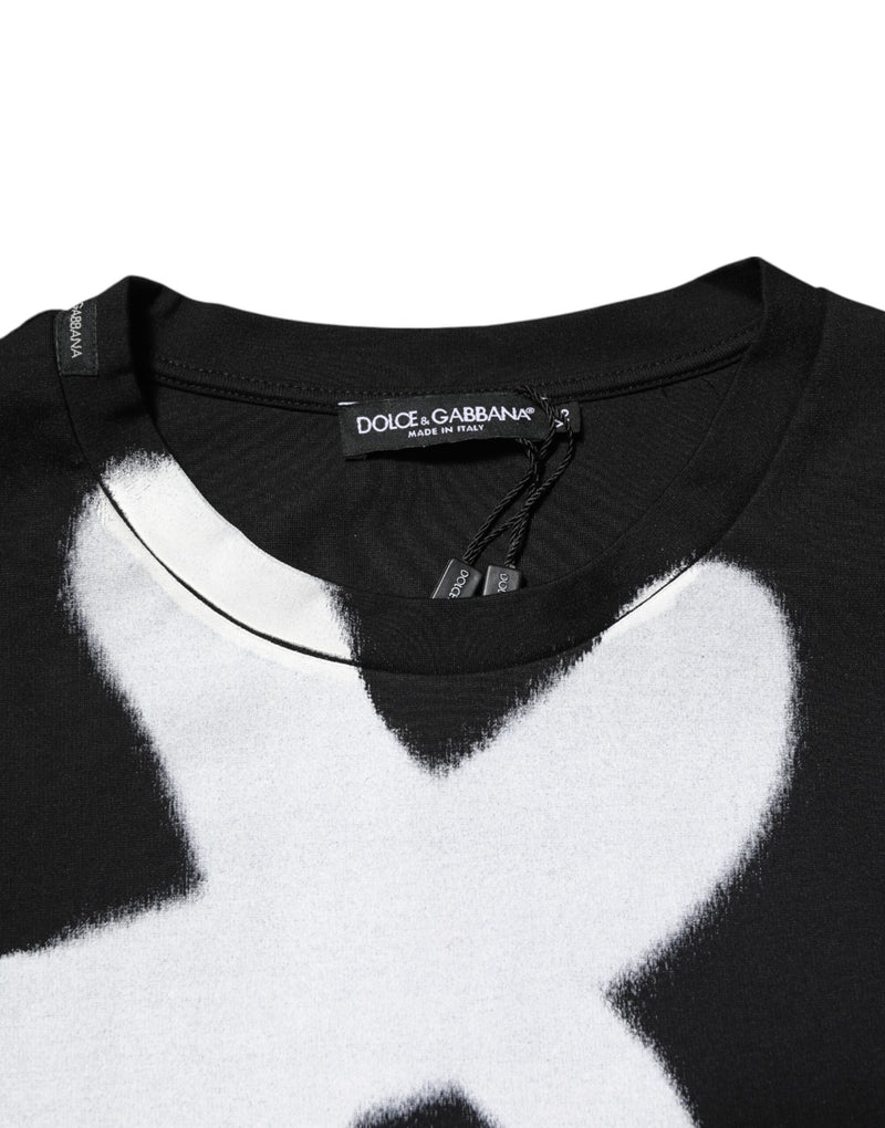 T-shirt à manches courtes en coton noir avec graffiti du logo DG Dolce & Gabbana