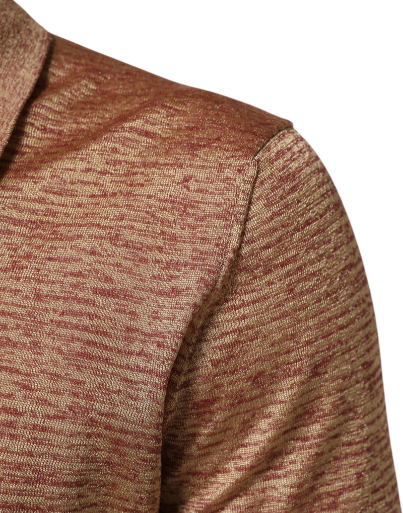 Polo de manga corta de seda marrón con textura de Dolce & Gabbana