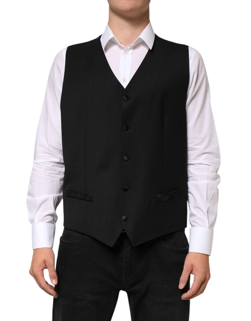Colete de alfaiataria formal masculino Dolce & Gabbana de lã preta
